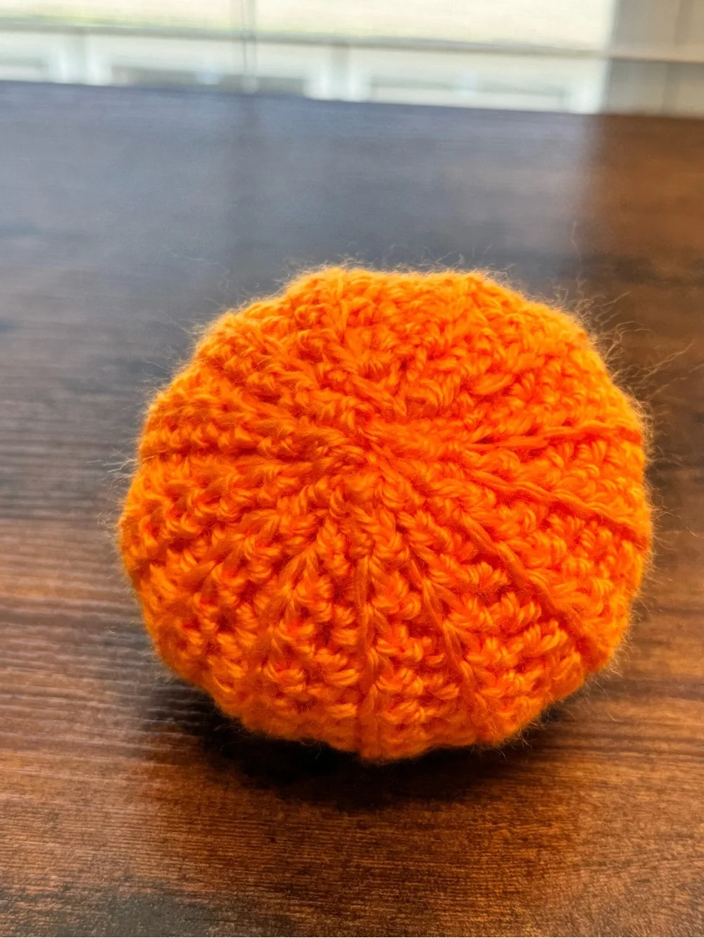 Handcrafted Orange Crochet Pumpkin Accent with Brown Stem